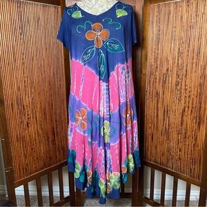 🌺 Exert Brand Floral Multicolor Asymmetrical Dress – Women’s Size OS 🌺